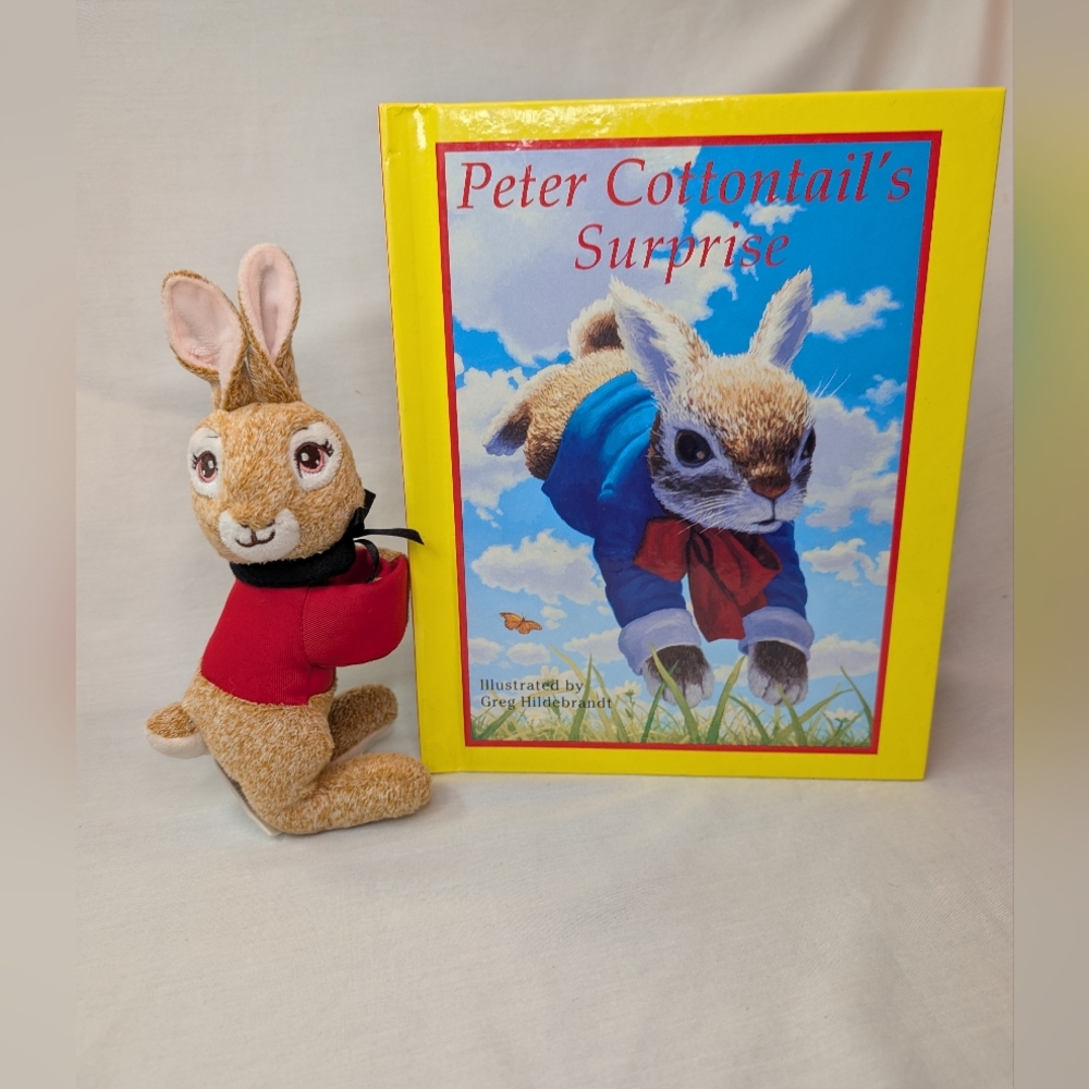 Vintage Peter Cottontail's Surprise Book & Peter Rabbit Plush